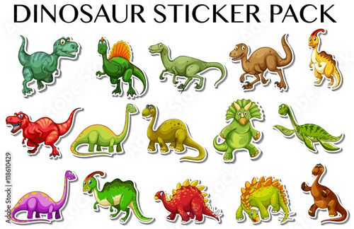 Fototapeta Naklejka Na Ścianę i Meble -  Different kinds of dinosaurs in sticker design