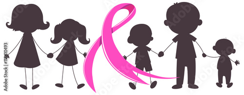 Pink ribbon and many children