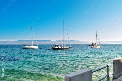 3 sail yachts in Mediterranean sea