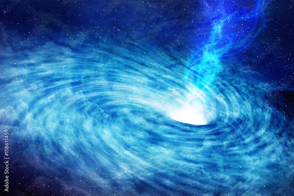 Naklejka premium blue spiral galaxy with vortex of energy