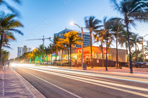 Amazing night view of Fort Lauderdale avenue near the sea © jovannig