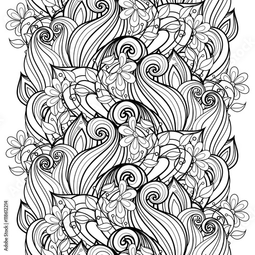 Vector Seamless Monochrome Floral Pattern