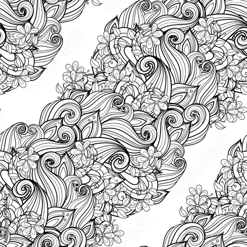 Vector Seamless Monochrome Floral Pattern