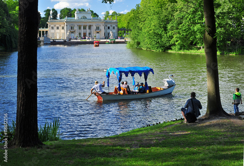 Lazienki Park and palace, Warsaw, boat scene