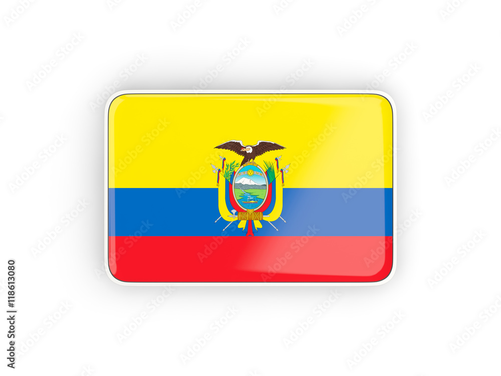 Naklejka premium Flag of ecuador, rectangular icon