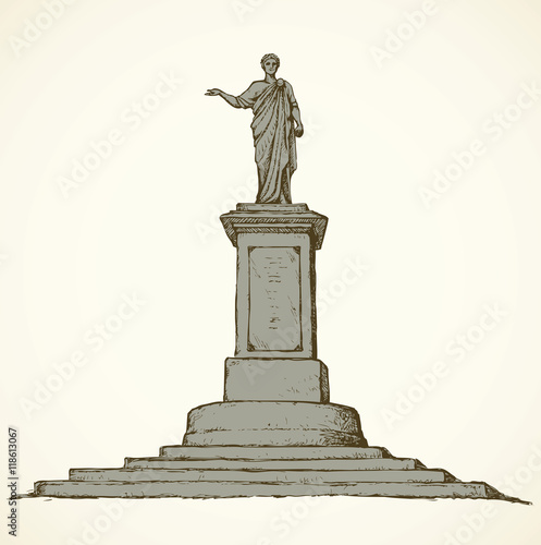 Monument to Duke de Richelieu. Odessa, Ukraine. Vector sketch