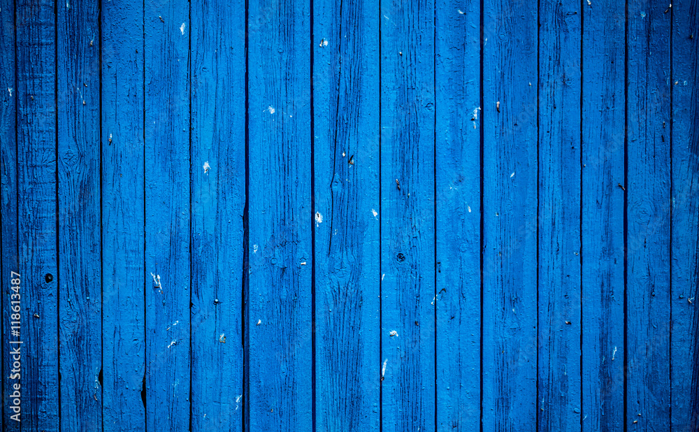 Old blue wooden Board. Beautiful background.