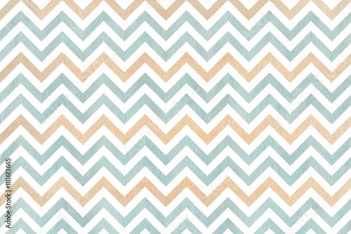 Watercolor beige and blue stripes background, chevron.