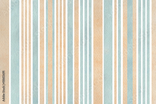 Watercolor beige and blue striped background.