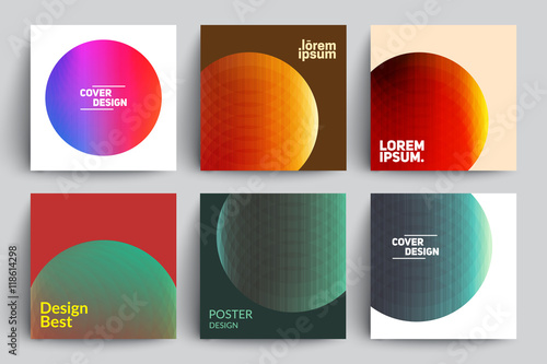 Set of Abstract Cards with Colorful Circles. Applicable for Covers, Placards, Posters, Flyers and Banner Designs.