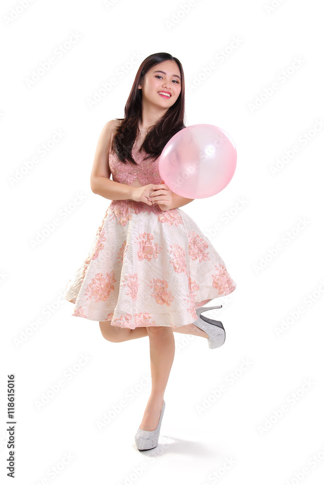 Pretty girl posing with pink balloon Pretty girl posing with pink balloon
