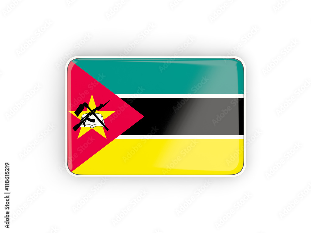 Flag of mozambique, rectangular icon Flag of mozambique, rectangular icon