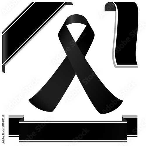 black mourning ribbon and banners