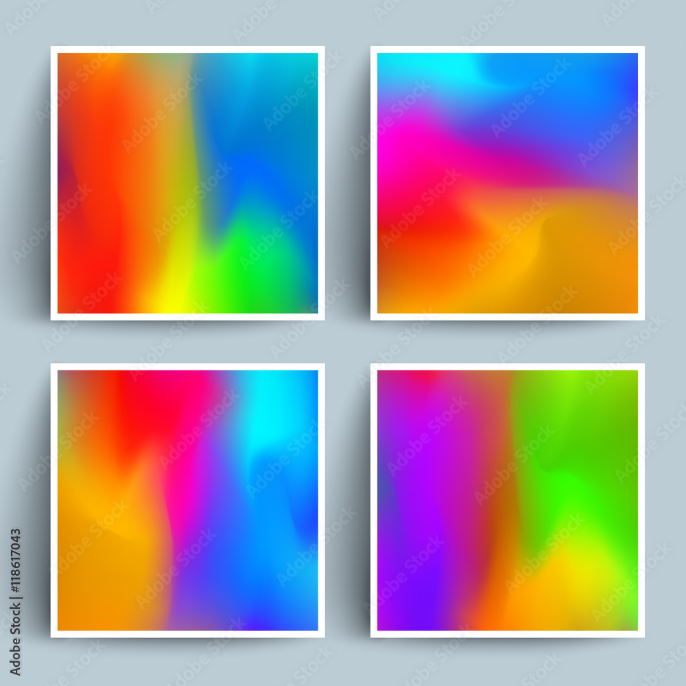 Shiny artistic backgrounds set. Cool fluid colors. Applicable for gift cards, covers, posters, banners,brochure etc. Eps10 vector template.
