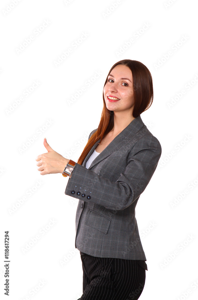 young girl standing on a white background young girl standing on a white background
