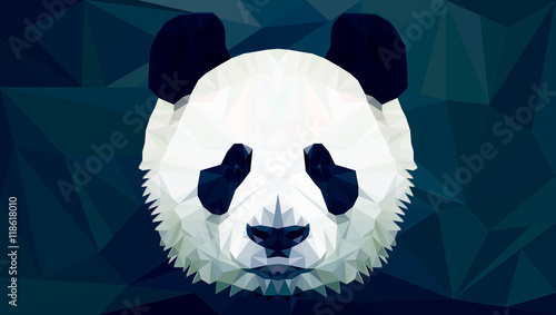 panda head polygon isolated vector