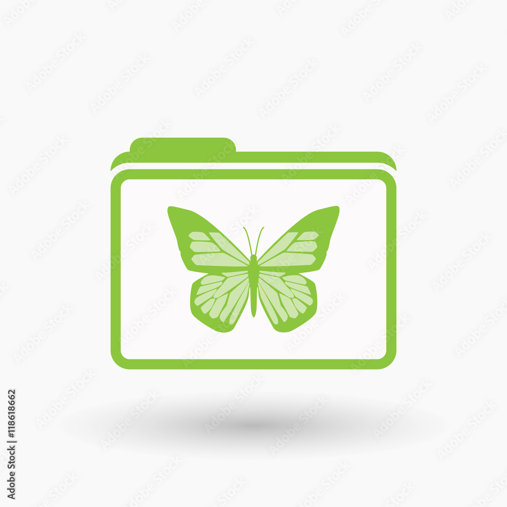 Isolated line art folder icon with a butterfly Isolated line art folder icon with a butterfly
