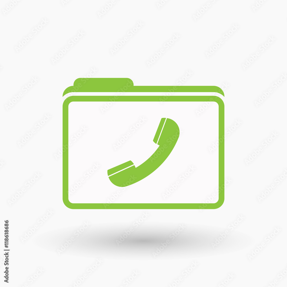 Isolated line art folder icon with a phone Isolated line art folder icon with a phone