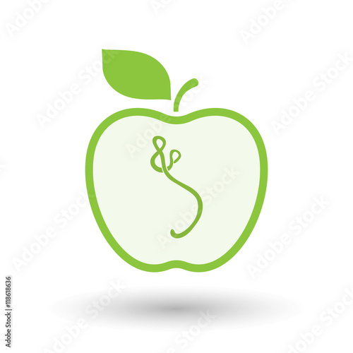 Isolated  line art apple icon with  an ebola sign