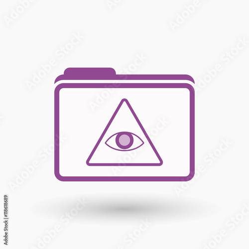 Isolated  line art  folder icon with an all seeing eye
