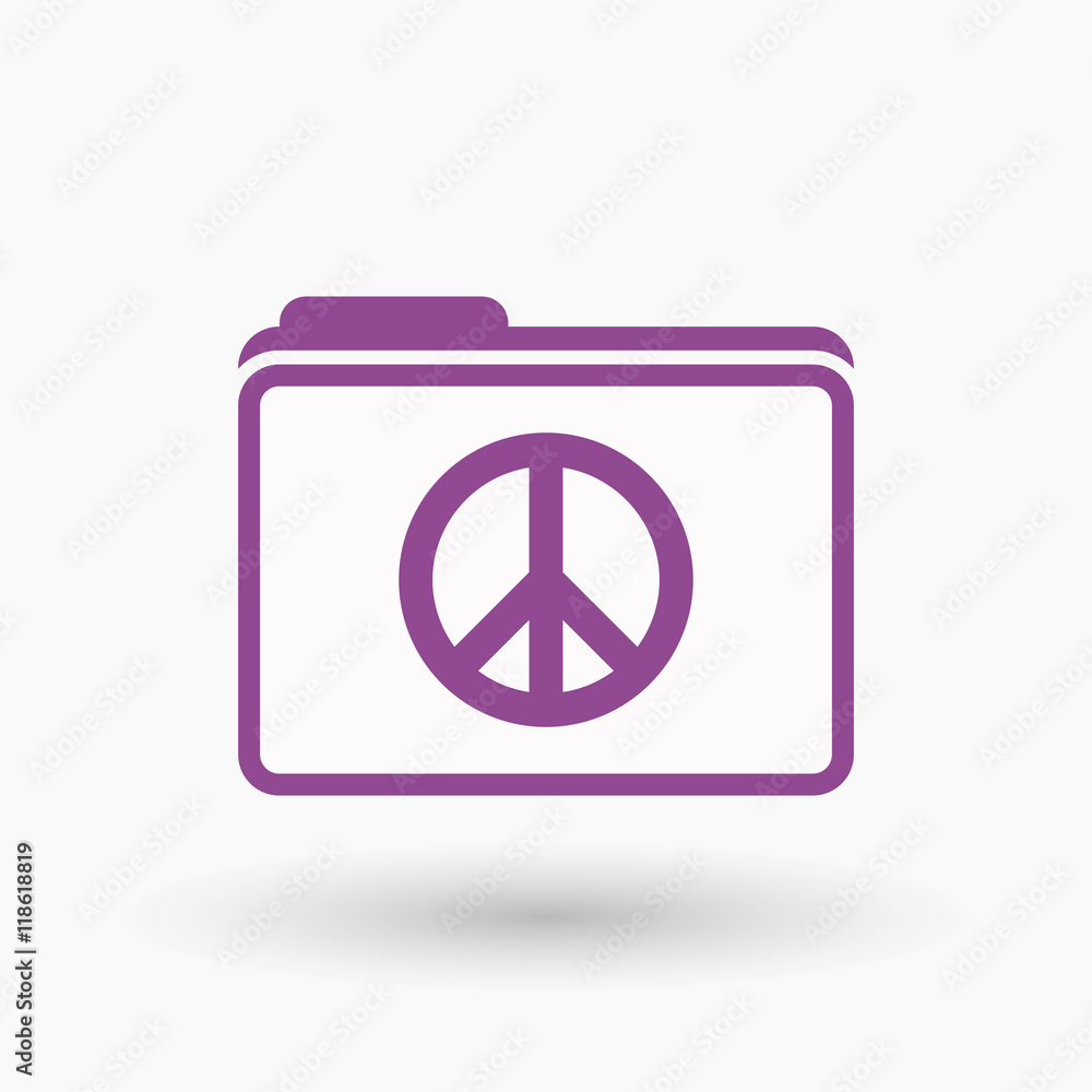 Isolated line art folder icon with a peace sign Isolated line art folder icon with a peace sign