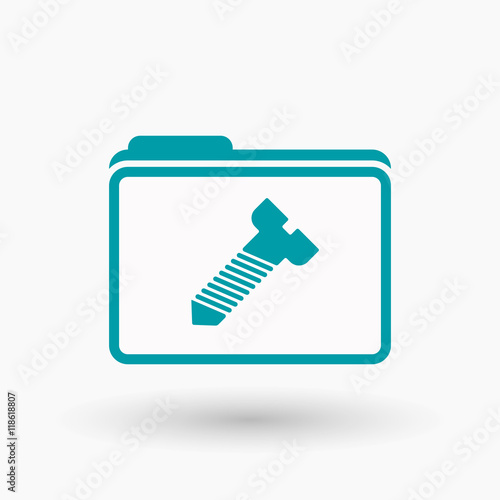 Isolated  line art  folder icon with a screw