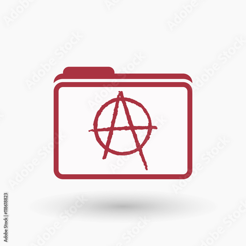 Isolated  line art  folder icon with an anarchy sign