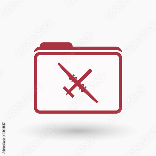 Isolated  line art  folder icon with a war drone