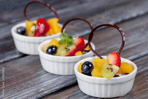 beautiful dessert on white plate photo