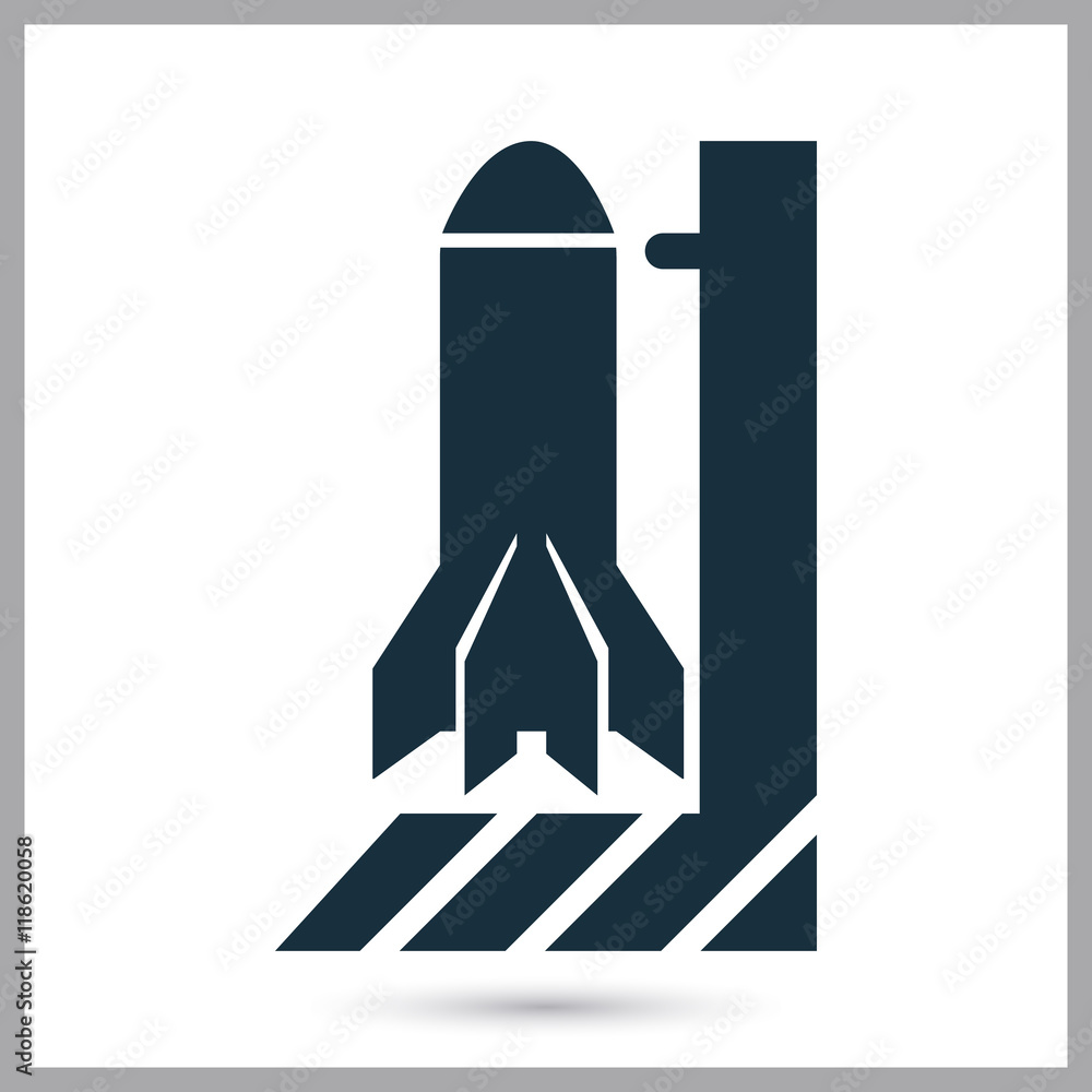 Rocket start icon on the background Rocket start icon on the background