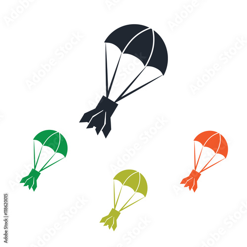 Fototapeta Naklejka Na Ścianę i Meble -  Rocket tail on parachute icon on the background