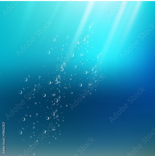 Underwater background with bubbles. Air bubbles.