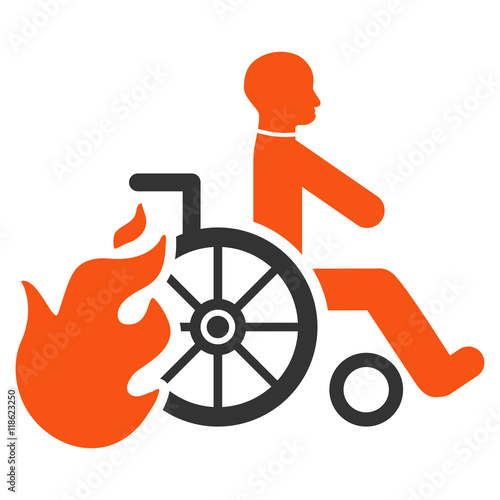 Burn Patient icon. Vector style is bicolor flat iconic symbol with rounded angles, orange and gray colors, white background.