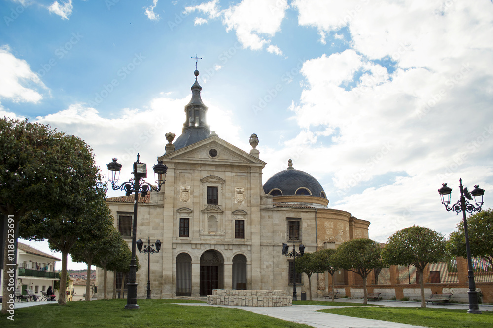 Front Door of the Declared of Cultural Interest Immaculate Conception Monastery and Convent, Square of the Duchess of Alba, Loeches, Madrid, Spain