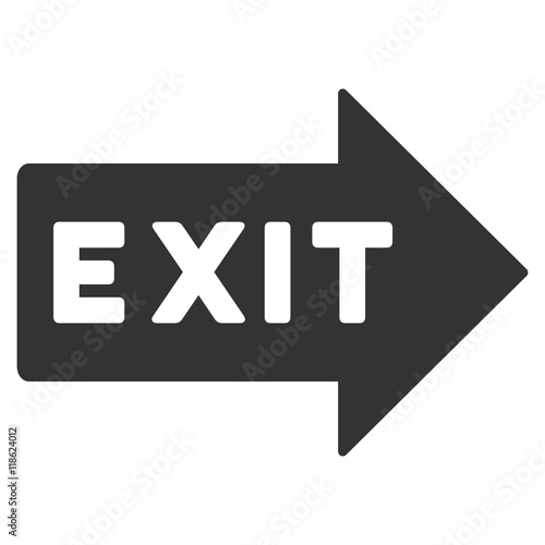 Exit Arrow icon. Vector style is flat iconic symbol with rounded angles, gray color, white background.