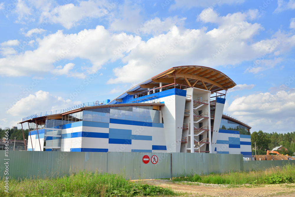 Construction of a sports complex with a swimming pool in the vil Construction of a sports complex with a swimming pool in the vil