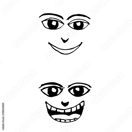 doodle emotion face icon hand draw illustration design