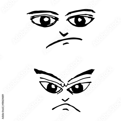 doodle emotion face icon hand draw illustration design