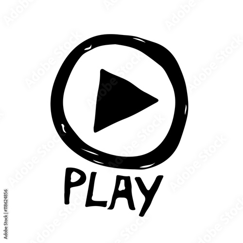 doodle play icon hand draw illustration design