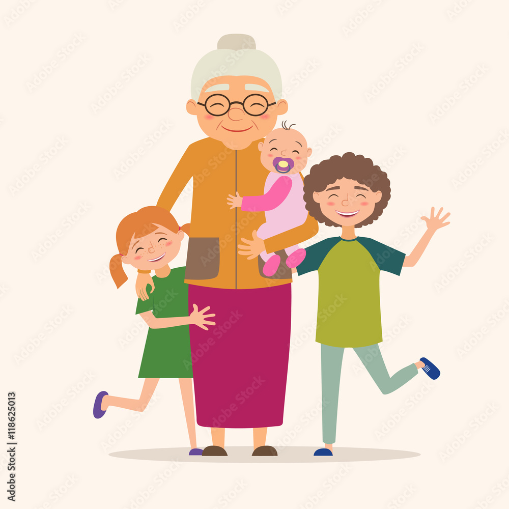 Grandmother with her grandchildren Grandmother with her grandchildren