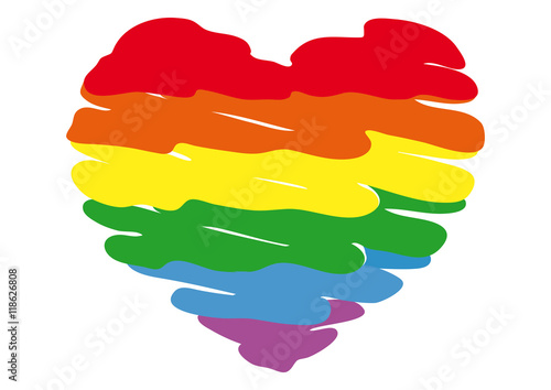 Rainbow heart. Sign.