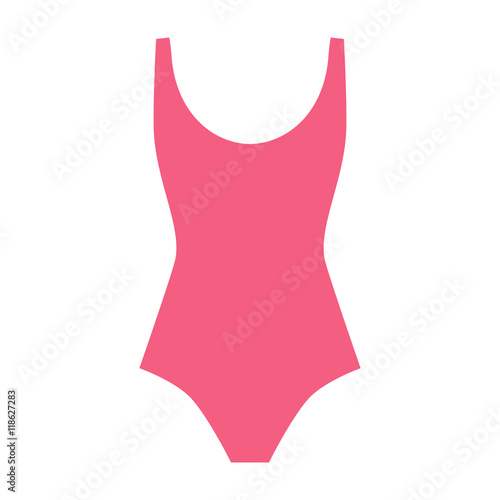 Swimsuit icon vector - woman fashion design element. Pink female swimsuit flat style. Simple swimsuit for summer. Vector illustration.