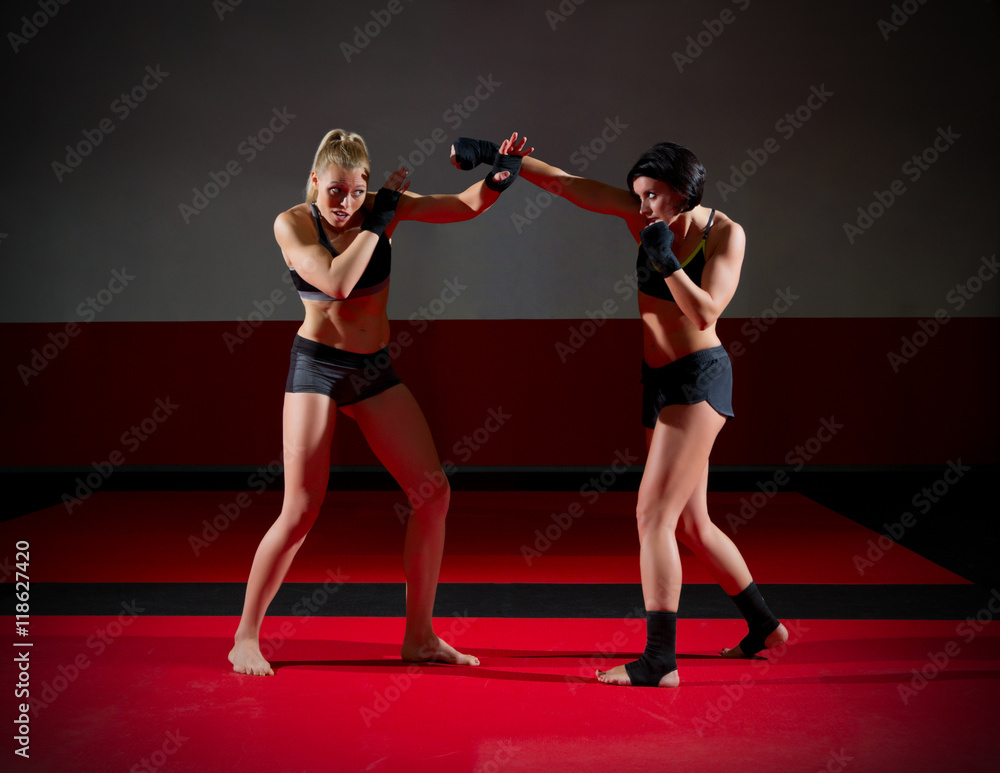 Two wrestler woman