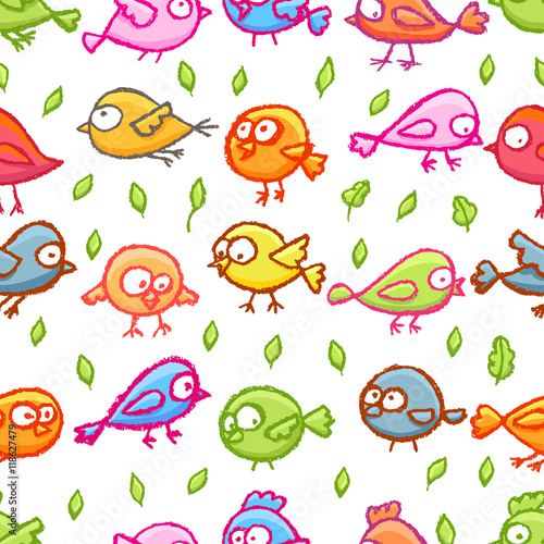 Little birds seamless pattern