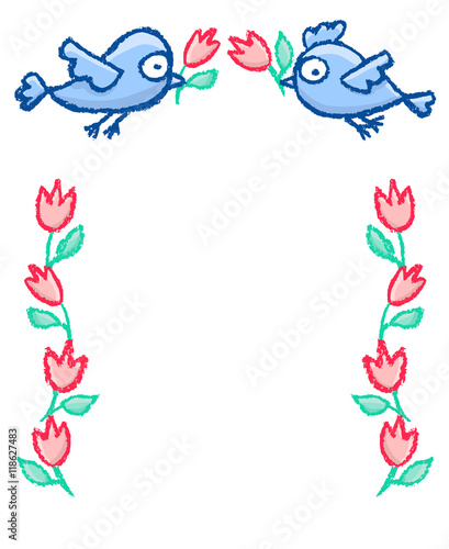 Cute little birds frame