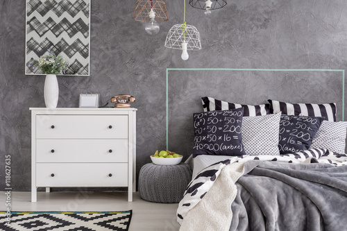 Fototapeta Modern bedroom with pattern details