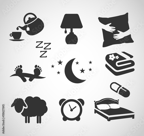 Good night - sleep icon set vector