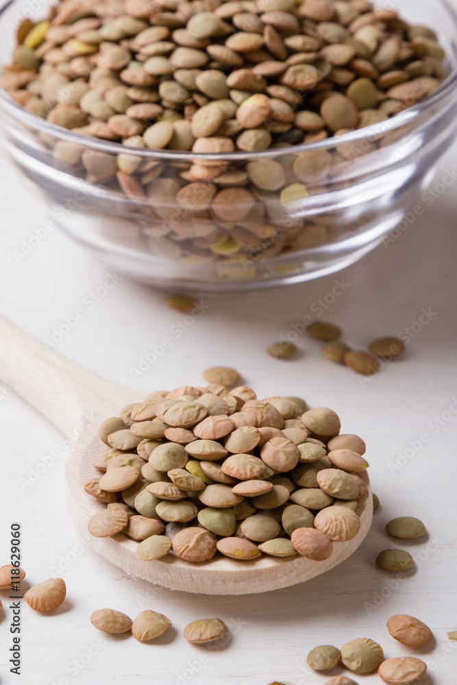 lentils with wooden spoon lentils with wooden spoon
