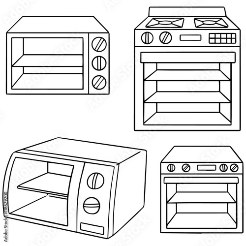 vector set of oven