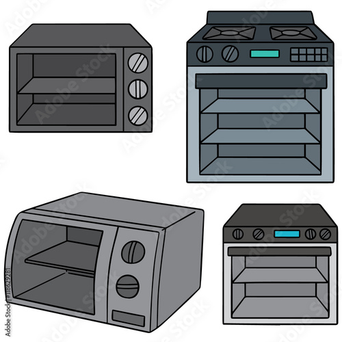 vector set of oven